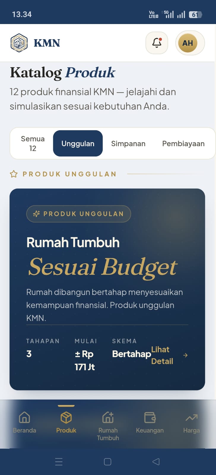 Katalog Produk di aplikasi KMN